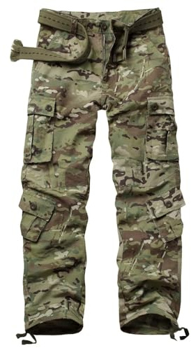 VATINNT Men's Cargo Trousers Outdoor Hiking Trousers Camouflage Army Combat Casual Fishing Work Pants with 8 Pockets 3355 CP Camo 32
