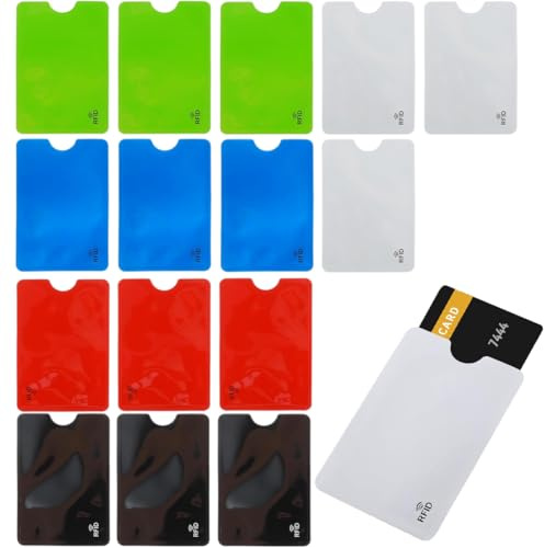 Custodie per carte di credito, 15 Pezzi Supporto per carte RFID, porta carte di credito schermato, Maniche di blocco RFID per passaporto e carte di credito, colorato
