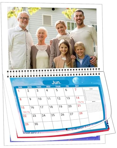 Calendario de pared con fotos personalizado 2025, imprime tus calendarios de fotos y haz tu propio calendario para el hogar, oficina, fiesta, cumpleaños