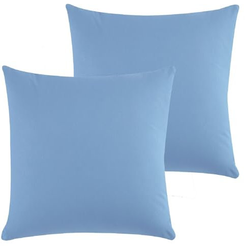 Class Home Collection Kissenbezug 80x80 Baumwolle – Kissenbezüge 80x80 im 2er Set – Weiche Kissenhüllen 80x80 für Sofa & Bett – Kopfkissenbezug für Kissen 80x80 cm mit Reißverschluss – Hellblau
