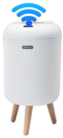 Smart Touchless Bathroom Bin with Lid, Automatic Waterproof Bedroom Bin,Sensor Mini Trash Can with Legs,Toilet Bin Dog Proof for Bedroom Office Living Room Kitchen.