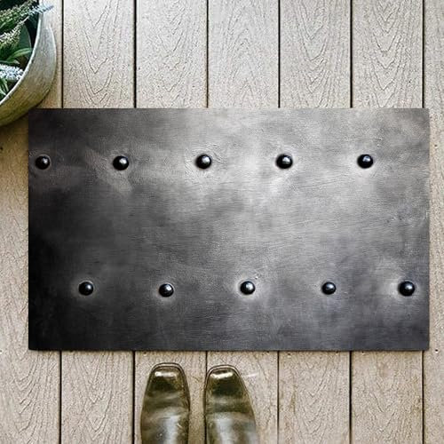 OHJEAJDS Badezimmerteppich rutschfest Badematte 60 x100 cm,Badteppich Saugfähig Weich Maschinenwaschbar für Badezimmer,Industrial, Grunge Plate Armor Digitaldruck mit Industriemotiv, Mehrfarbig,