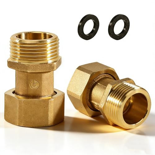 1 tum mässing skruvanslutning, 2 stycken rörlig skruvanslutning pass, 1 tum AG x IG vattenmätare skruvanslutningar, DN25-gängmontering med tätning, lämplig för vatten, olja, gas