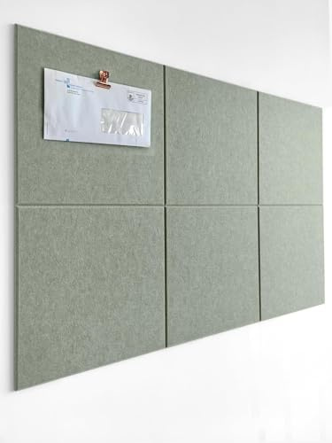 DECORETTA Cork Board Alternative - 6 Pack Felt Wall Tiles with Safe Removable Adhesive Tabs, Cork Boards for Walls Notice Board for Home Office and School Pin Board Tack Board - Sage
