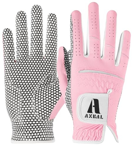 AXKAL Gants de golf pour femme - Prise en main améliorée - Confortable - Main gauche - Respirant - Durable - Chaud et humide - Doux - Pour toutes les saisons - Violet et rose - Tailles S, M, M, L, XL