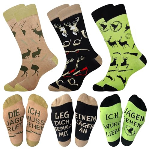 Weihnachtsgeschenke für Männer Lustig Jagd Socken, Jäger Geschenke für Jäger zum Geburtstag zu Weihnachten Herrensocken, Winter Jagd Geschenke für Papa Bruder Freund Socken Adventskalender 2025 Männer