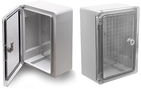 Schaltschrank 200 x 300 x 130 mm Mit Sichtür Verteilerkasten IP65 ABS Lichtgrau verzinkter Montageplatte Verriegelung Tür mit umlaufender Leergehäuse Solar leer Schrank 20x30x13 cm / BXT203013LG