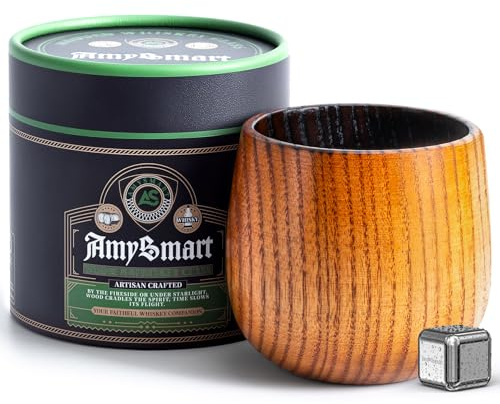 Handcrafted Wooden Whiskey Glass with Gift Tube – Charred Old Fashioned Glass,Charred Bourbon Drinking Cup | Unique Whiskey Gift for Men, Dad, Husband, Friends, Birthday & Holiday (1 Pack Charred)