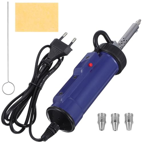 Hemobllo Elektrische Entlötpumpe Entlötkolben, 220V Lötsauger Vakuum Entlötpistole mit 3 Düsen & Reinigungsnadel, Automatische Einhand Lötpumpe für PCB Elektronik Reparatur (EU Plug)