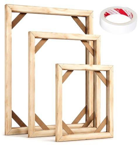 3 Pack DIY Wooden Frame Canvas Stretcher Bars, Stretcher Frame for Canvas | One Each in 20 x 25 cm,30 x 40 cm & 40 x 50 cm, Self-Adhesive Wooden Stretcher Bars Kits for Prints Diamond Paintings Posters