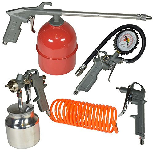 Compressor Air Accessory Tool Kit Spraying Tyre Inflating Hose Blow Gun 5pc Set