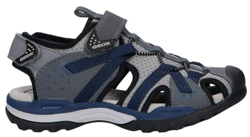 Geox J Borealis Boy B, Sandalias con Punta Cerrada Niños, Gris Dk Grey Navy, 34 EU