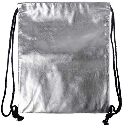 LIskybird Wasserdichter Rucksack mit Kordelzug aus PU-Leder für Damen, silber (Silber) - LIskybird