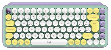 Logitech Pop Keys Teclado mecánico inalámbrico con Teclas Emoji Personalizables, diseño Compacto, Bluetooth o USB, compatibilidad con Varios Dispositivos y OS, QWERTY Español - Daydream