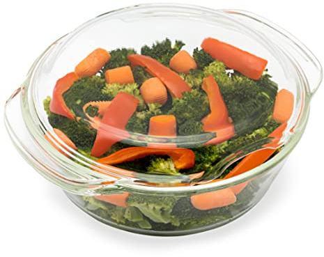 Cuiseur vapeur en verre pour micro-ondes, 100 % verre, passe au four | Sans plastique, sans BPA, sans silicone