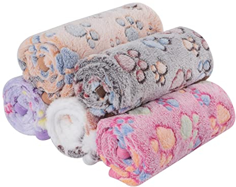 PET SPPTIES Hundedecke Kuscheldecke Hund Weiche Decken Waschbare Decke für Kleiner Grosse Hund Katze Fleecedecke, 5 Stück Hunde Decken PS016 (60x40 cm, 5 PCS Mixed Pack)
