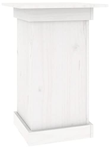 vidaXL Blumenständer, Pflanzenständer Blumenhocker Holzrahmen, Blumensäule für Flur Garten Hochzeit, Dekosäule Säule Podest Sockel, Weiß Massivholz Kiefer