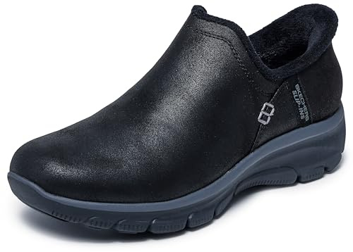 Skechers Women's Easy Going Modern Hour Slip-On, Black Microleather, 6 UK