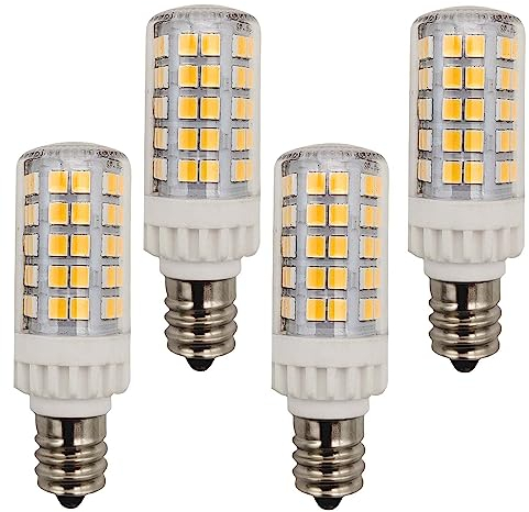 QLEE Led E12 Kandelaber Glühbirne 5w 600lm Salz Rock Lampe Gerät Kühlschrank Licht Ersatz 60 Watt C7 Glühbirne T2 Halogen Kronleuchter Deckenventilator Beleuchtung 220V Warmweiß 3000k 4 Pack