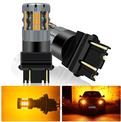 UPXSXT 2Pcs 3157 LED Bulb Amber Turn Signal Light, 4157 3057 3157A 3457 4057 T25 P27/7W CANBUS Error Free Anti Hyper Flash Replacement Bulb Super Bright 30-SMD 25W 4000LM