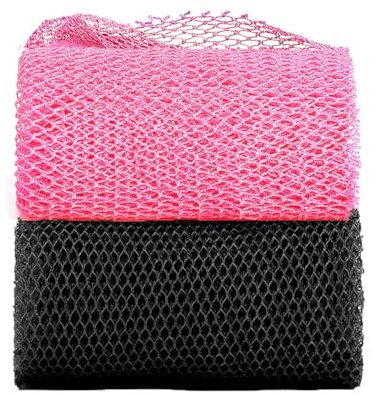 2Pcs African Exfoliating Net, African Exfoliating Sponge, Nylon Back Scrubbers, Shower Sponge Body Sponge, Deep Cleaning African Net Bathing Sponge for Men and Women 80 × 30cm