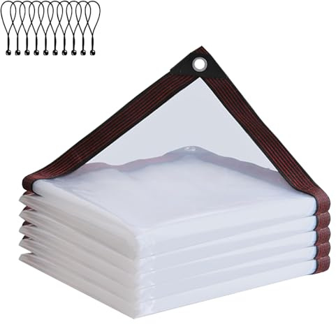 Clear Tarp with Grommets, 4x6ft Waterproof Tarp Transparent for Outdoors Anti-Tear for Covering Firewood Piles Patio Furniture Dog or Chicken Coops