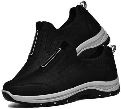 PTKG Chaussures Diabétiques pour Hommes Chaussures Sport Homme Pied Large Chaussures pour Pieds Larges Et Gonflés sans Lacets Baskets Chaussures pour Diabétiques,Noir,43/265mm