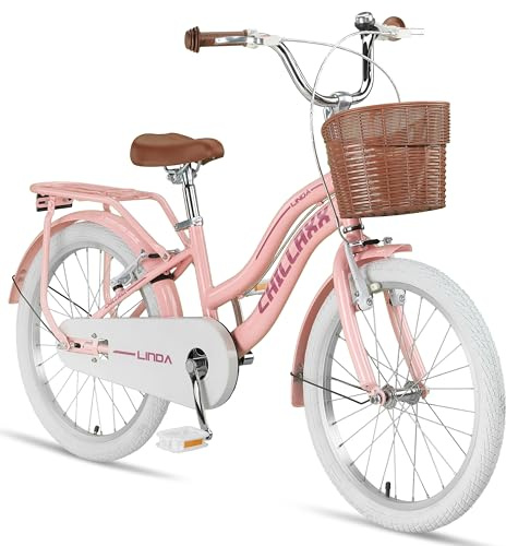 Chillaxx Bike Linda Premium Vélo de ville pour enfants 20 pouces – Vélo pour filles, garçons, vélo hollandais, vélo de ville pour enfants, adapté pour les 6, 7, 8, 9, 10, 11 ans (Rose)