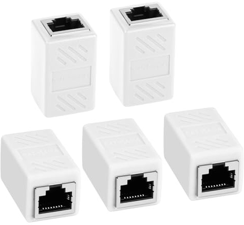 AXFEE RJ45 koppling Cat7, 5 stycken CAT6-kopplingskontakt, kabelförlängning, LAN-kontakt nätverkskabel, Ethernet-kabel patchkabel för Cat 7 Cat6 Cat5 Cat5e, vit