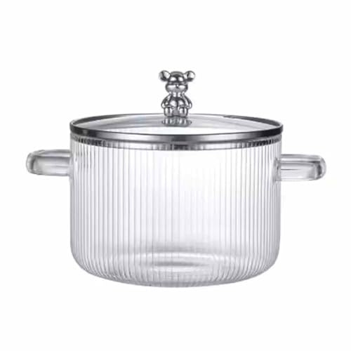 Cookware Simmer Pot Glass Cooking with Lid 1.6L(54oz) Heat Borosilicate Stovetop for Soup Baby Food Organization and Storage Closet (A, One Size)