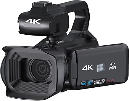 EKOUQIN Caméscope Professionnel Complet 4K caméra vidéo 64MP for Le Streaming caméra numérique Photographie Vlog enregistreur 18X Mise Point Automatique Filmer, enregistrer, Diffuser(128G SD Card)