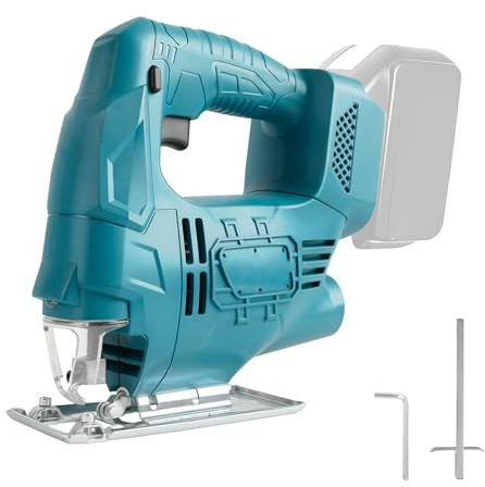 FormiPow Cordless Jigsaw Compatible with Makita 18V Battery, Electric Jigsaw Tool with 45 ° Bevel Cutting, LED Light, 2600 SPM, 4 Orbital Settings Jig Saw for Wood Plastic Cutting (No Battery)