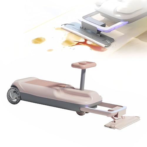 TUPOSTAR Carrito De Limpieza para NiñOs con Asiento, Fregona RetráCtil Ajustable De 3 Velocidades, Una SolucióN Divertida Y Eficaz,Rosado,Single Drive