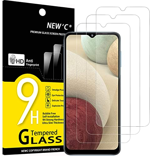NEW'C 3 Stück für Samsung Galaxy A12 für Panzerglas, Frei von Kratzern, 9H Härte, HD Displayschutzfolie, 0.33mm Ultra-klar, Ultrabeständig