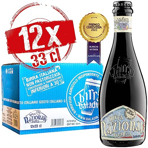 Baladin - Box Birra Nazionale Bianca - Birra di frumento 100% Italiana - Blanche, Non Pastorizzata, 5% vol. - 12 bottiglie x 33cl