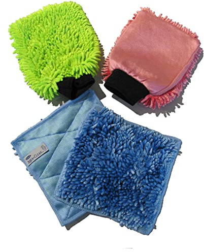 Aqua Clean Microwuschel-Plus Auto Waschhandschuh 4tlg. Systemreiniger ideal zur Fahrzeugpflege