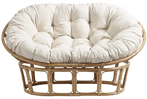 TDHLW Großes Doppel Papasan Sitzkissen Outdoor Wasserdicht Papasan Chair Cushion Hängend/Ei/Schaukel/Hängematte Stuhlkissen Verdicken Komfortable Weiche Garten Stuhlauflage,Weiß,67 * 47 in