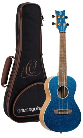 Ortega Guitars Konzert Ukulele Akustisch – Element Series – Inklusive Gigbag – Fichte, Blau (RUEL-MBL)