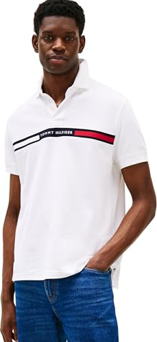 Tommy Hilfiger Polo de Manga Corta Hombre Chest Insert Regular Fit, Blanco (White), S