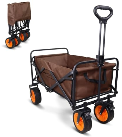 Mobiclinic®, Carro de Transporte Plegable, para la Playa y el jardín, Duna Pro Plus, Asa Ajustable, Ruedas Todoterreno Grandes 360º, Bolsillos Extras, hasta 100 kg, 94x56, 5x61 cm, Impermeable, Rojo