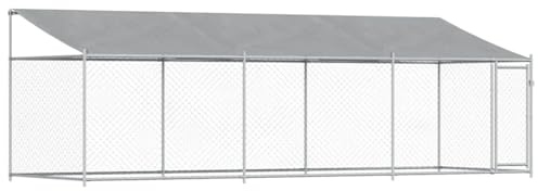 vidaXL Hundezwinger mit Dach und Tür Grau 6x2x2 m Verzinkter Stahl
