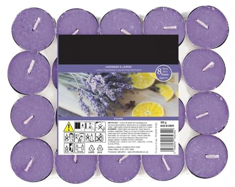 PHG Fresh Quality Scented Tealight Candles with 8 Hour Burn Time | Long-Lasting Set | Fancy Home Decoration (Lemon Lavender - Pack of 20)