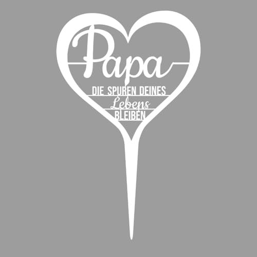 Illumino Grabschmuck Grabstecker Wetterfeste Grabdekoration aus Stahl mit Trauerspruch I Papa die Spuren deines Lebens bleiben I Eine liebevolle Erinnerung