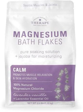 Village Naturals Therapy Calm Magnesium Bath Flakes, Lavender Vanilla Scent, 2.5 lbs