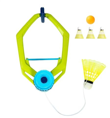Badminton-Einzelspieler-Trainer – Badminton-Training mit Schnur, Badminton-Übungs-Rebound-Trainer mit Schnur – inklusive 1 Tischtennisball, 3 Badmintonbällen, tragbares Tür-Badmintonspiel