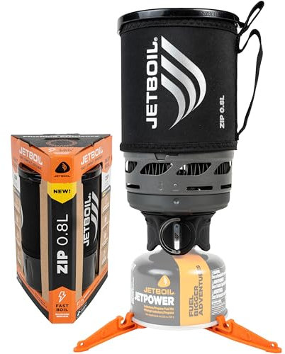 Jetboil Zip 0.8L Portable Fast Boil Stove with Easy-Turn Knob Igniter for Backpacking and Camping, New for 2025, Propane/Isobutane Burner with Cooking Cup