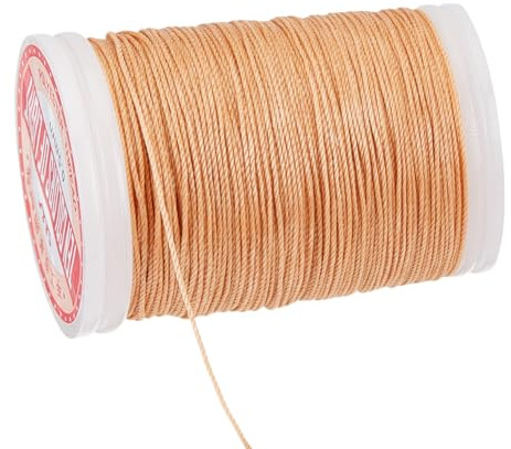 PH PandaHall 0.5mm Fil Ciré 120m Fil de Polyester Ciré Ficelle pour Perles pour DIY Bijoux, Bracelets Colliers Couture Macramé, Marron