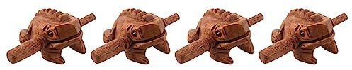 Uikdjgu 4X Carved Croaking Wood Percussion Musical Sound Wood Frog Tone Block Toy