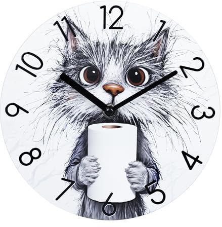 Yoiolclc Bathroom Wall Clock Waterproof Glass Wall Clocks for Bathroom, Funny Animal Theme Shower Wall Decor 8 Inch