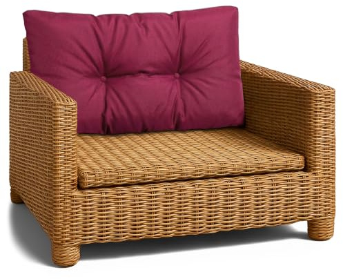 Amazinggirl Cojín Lounge Muebles Jardín - Cojín de Respaldo 40x70 cm Respaldo Rattan Ideal para balcón terraza salón Exterior Confort Acolchado Grueso Duradero Burdeos